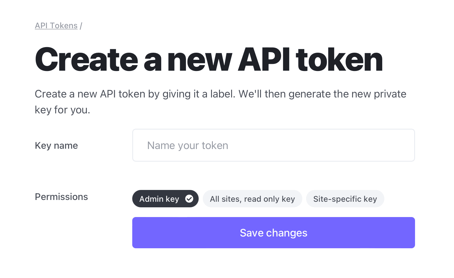 Create new API key